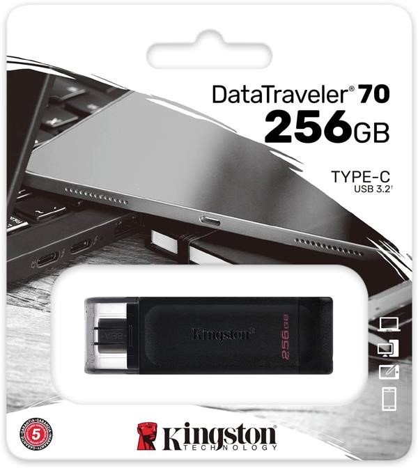 Kingston DataTraveler 70 - DT70/256GB Drive Flash USB-C, Nero Kingston DataTraveler 70 - DT70/256GB Drive Flash USB-C, Nero